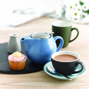 The tableware display features different range of Bevande cafe products 