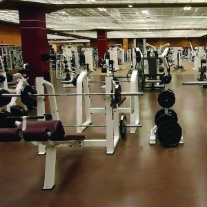 The picture display the gym area and Floor cleaning process