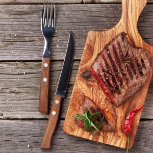 Display features wide range of Steak knives and forks 