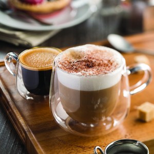 Image features types of Dessert serving glasses including coffee 