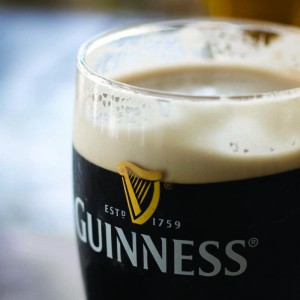 Guinness glass top half showing the head of beer