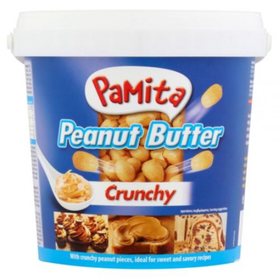 Pamita Crunchy Peanut Butter 1kg X6 Image Blue Tub of Pamita Crunchy Peanut Butter 1kg X6