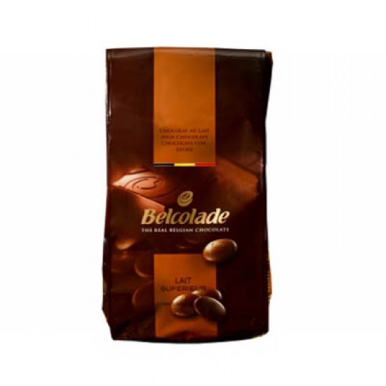 Brown Bag of Belcolade Milk Choc Drops 1kg