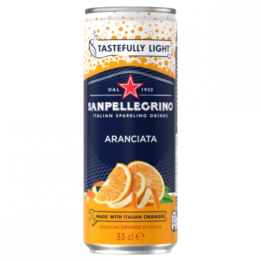 San Pell Orange Cans 330ml X 24 Drs