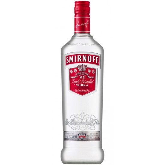 Smirnoff Vodka 1 Litre Clear Bottle With Red Cap