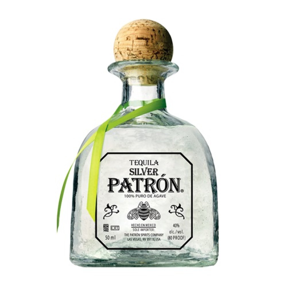 Patron Silver Tequila, 40% ABV - 50 ml Bottle 