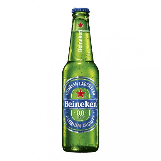 Green bottles of Heineken Non Alcoholic beer