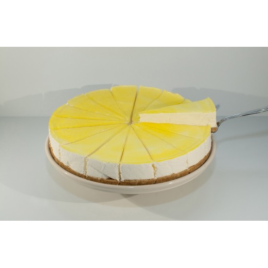 Image of Luxury Lemon Cheese Cake Lemon Cheesecake with One Slice being lifted