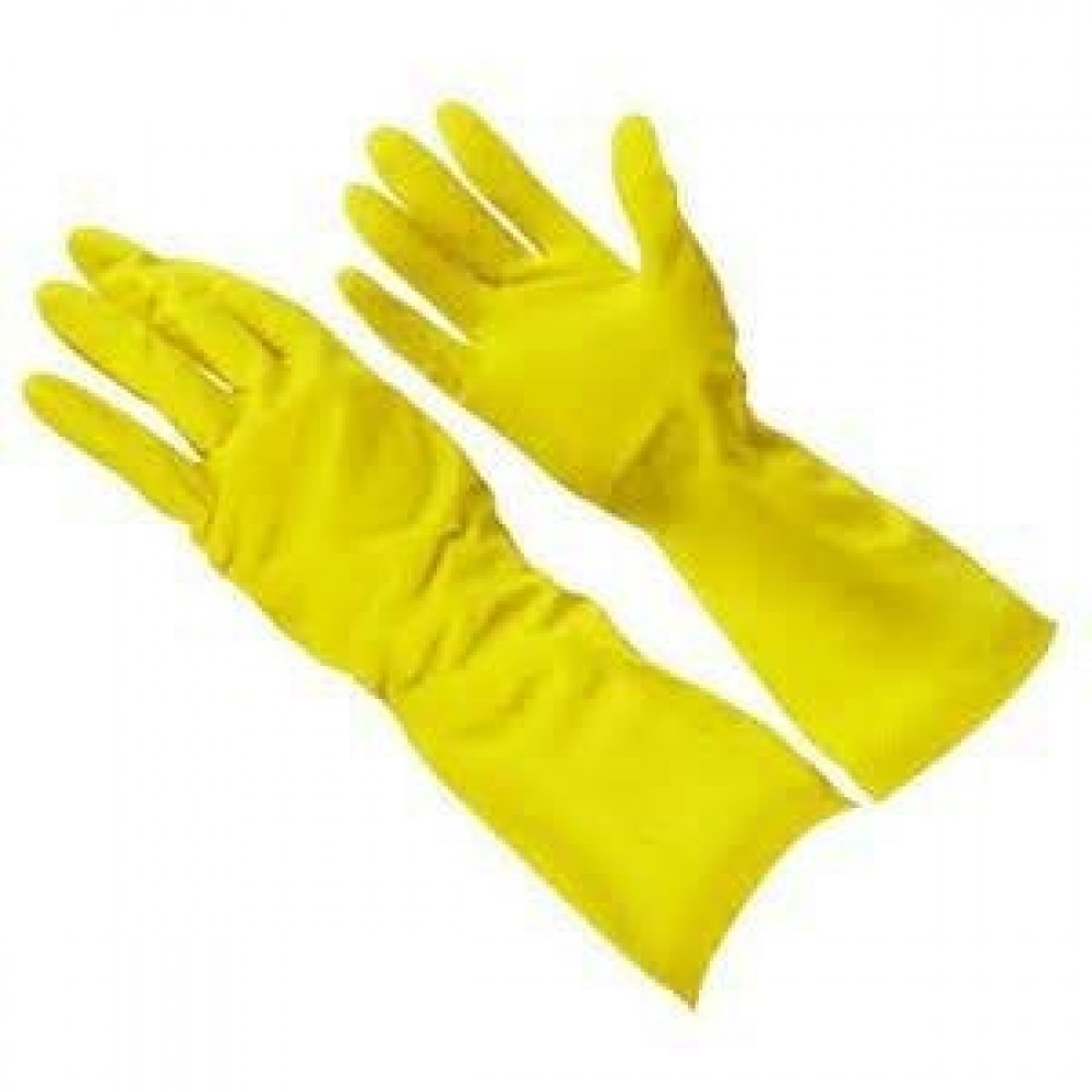 yellow plastic gloves