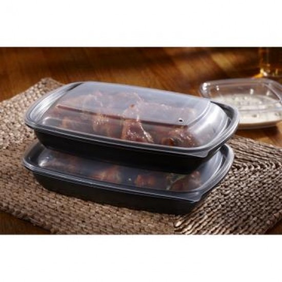 Clear Lid 1000cc Black Container X 200 Clear Lid 1000cc Black Container