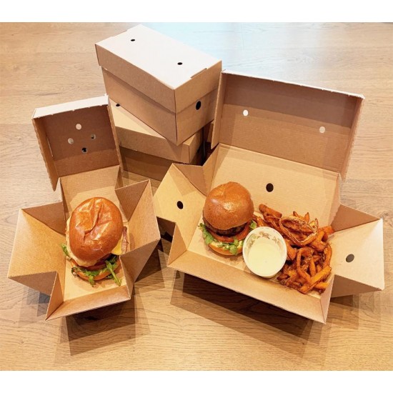 Corrugated Large Premium Burger Box X 100. Brown Corrugated Large Premium Burger Box