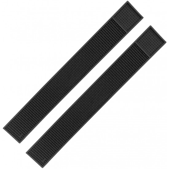 Bar Long Service Mat 24x3.25'' Black Black Rubber Mat