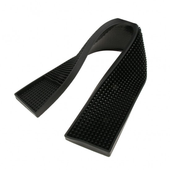 Bar Long Service Mat 24x3.25'' Black Black Rubber Mat