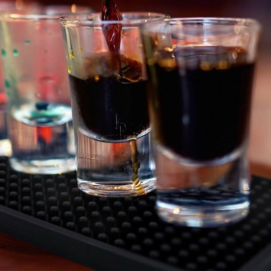 Bar Long Service Mat 24x3.25'' Black Black Rubber Mat
