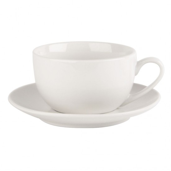 White Bowl Shaped Cups on Saucers