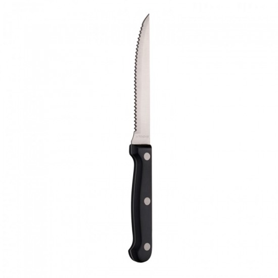 Stainless Steel Steak Knife Black Handle X 12