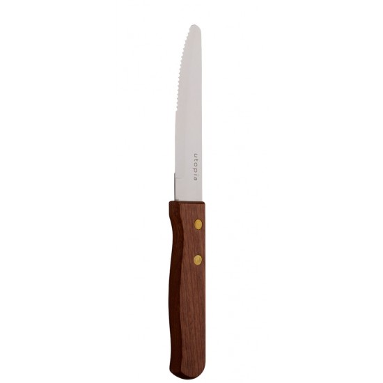 Large Wooden Handle Steak Knife X 12