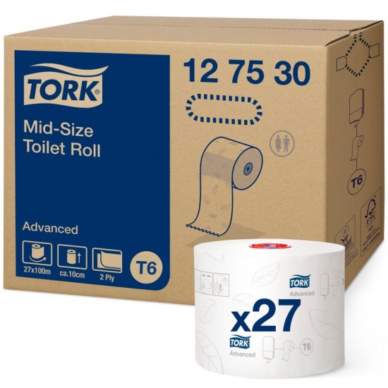 Box with Roll of Tork Mid Size Toilet Roll (t6) X 27