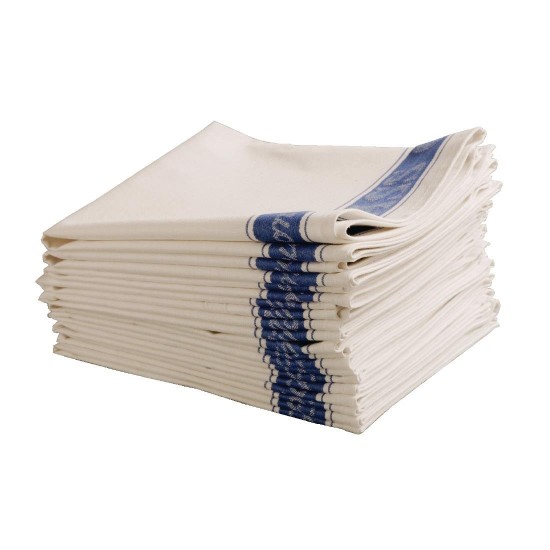 Glass Cloth X12 White with Blue Stripe Glass Cloth X12