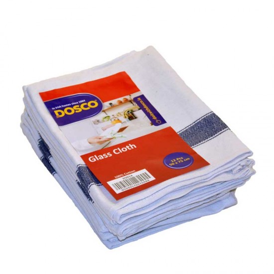 Glass Cloth X12 White with Blue Stripe Glass Cloth X12