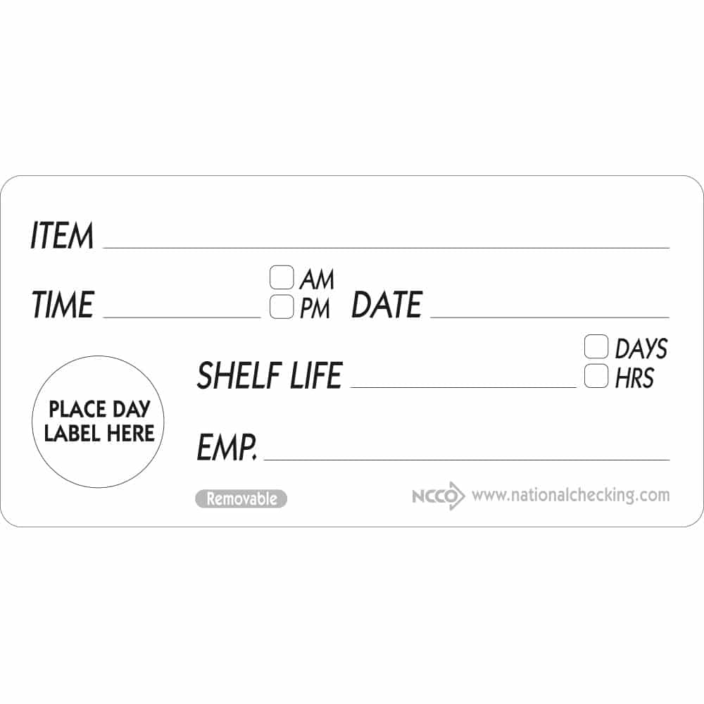 Food Day Labels Removable Shelf Life Irelands Label Supplier