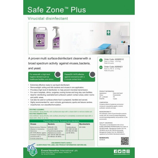 Evans Safe Zone Plus 750ml