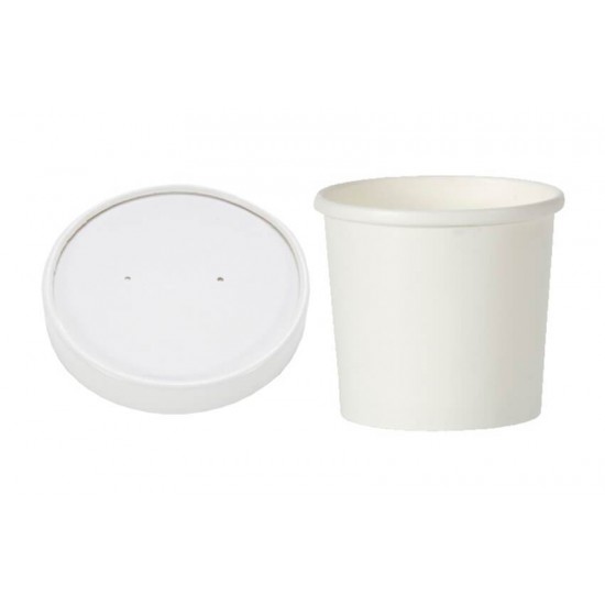 White 12oz Soup Container + Paper Lid X 25 White 12oz Soup Container + Paper Lid