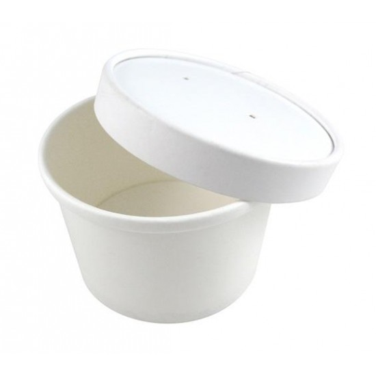 White 12oz Soup Container + Paper Lid X 25 White 12oz Soup Container + Paper Lid