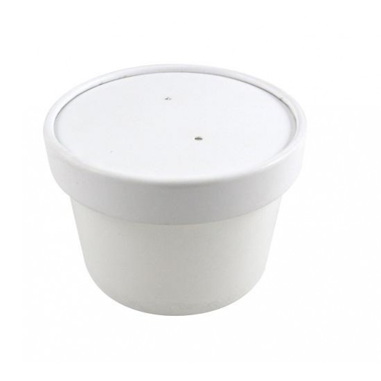 White 12oz Soup Container + Paper Lid X 25 White 12oz Soup Container + Paper Lid