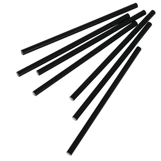 Biodegradable Black Straw Stirrer 5.5'' Paper X 250 Black Paper Straws