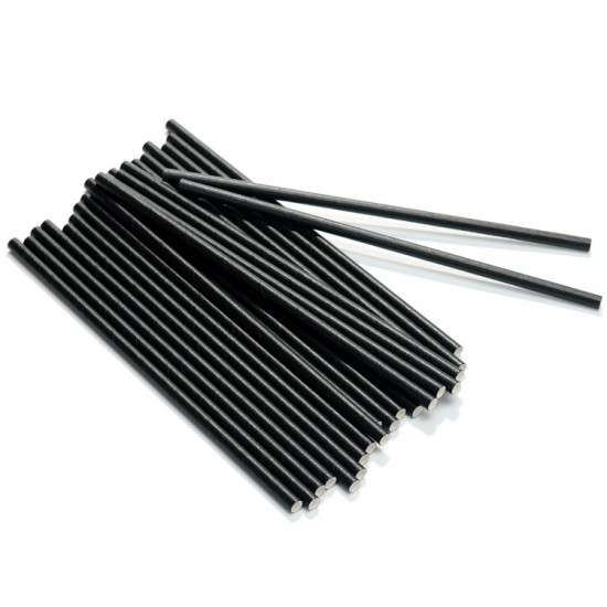 Biodegradable Black Straw Stirrer 5.5'' Paper X 250 Black Paper Straws