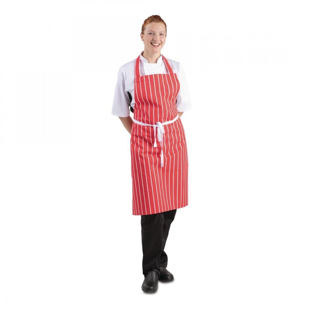 Red And White Striped Chef Apron - Waterproof, Polycotton, One Size Fits All, Machine Washable - View #4