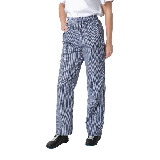 Blue Checked Chefs Trousers Unisex Polycotton Catering Cooks Kitchen Uniform