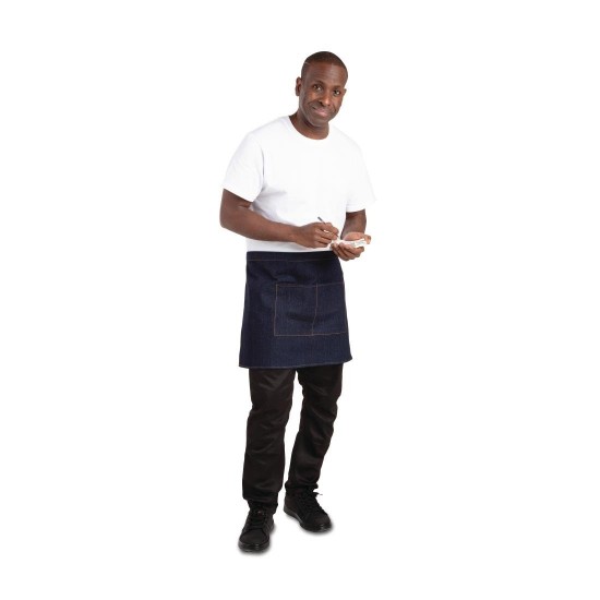 Half Bistro Apron Denim Blue (tan Ties) - 700x430mm Half Bistro Apron Denim Blue (tan Ties) - 700x430mm