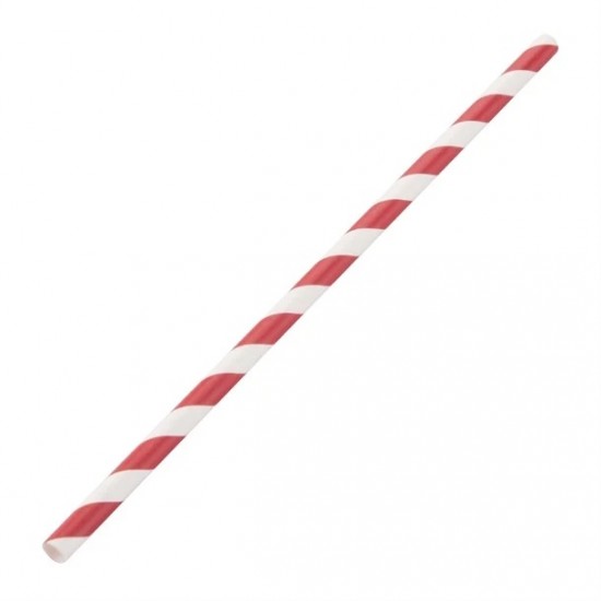 Fiesta Green Paper Straw Red & White Stripe - 6mm (box 250)