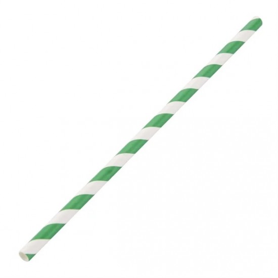 Fiesta Green Paper Straw Green & White Stripe - 6mm (box 250)