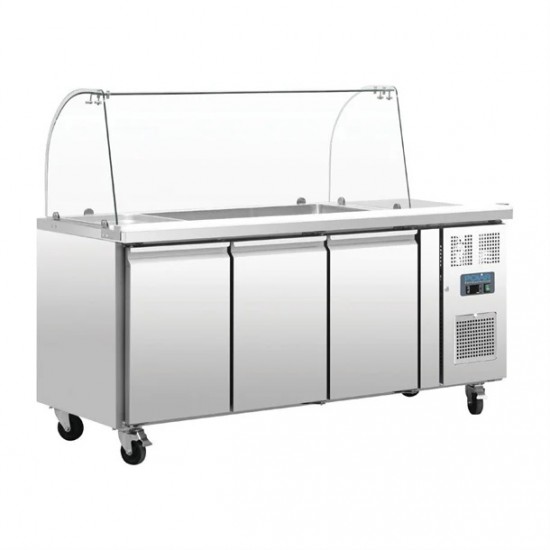 Polar U-series Refrigerated Gn Counter Saladette With Sneeze Guard - 2 Door