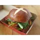 Image of two filled Pretzels burger Buns
