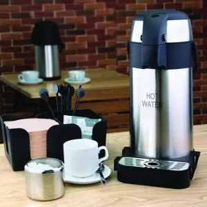 Bar supplies display features Teapots and Barista tool