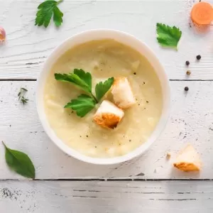 An Ambient Food Display that features types of ready to use soups 