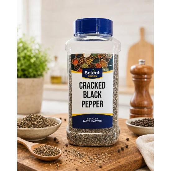 Chef Selection Cracked Black Pepper 500grm in a shaker container