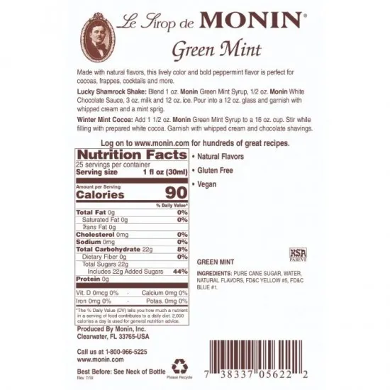 Monin Mint Syrup 700ml