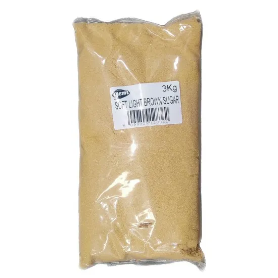 Clear bag of Gem Light Brown Muscovado Sugar 3kg