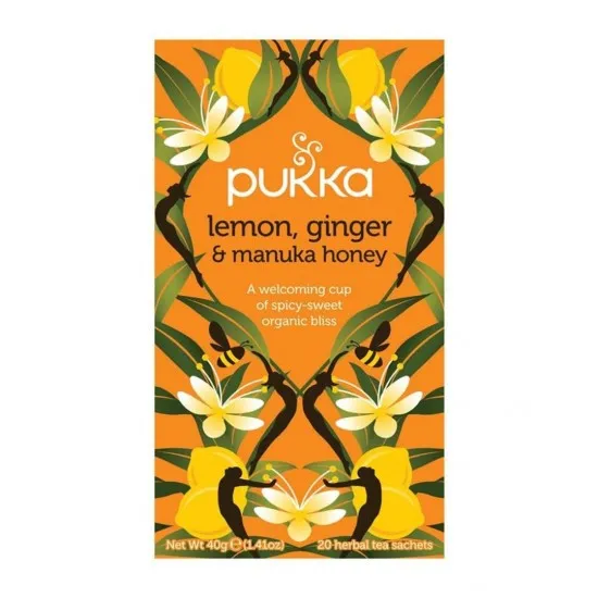 Pukka Lemon Ginger & Manuka Honey Tea in a box