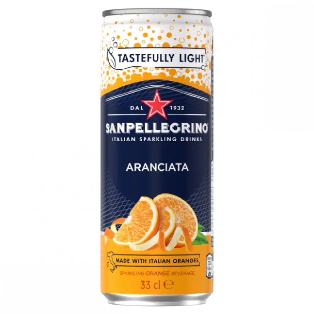 San Pell Orange Cans 330ml X 24 Drs