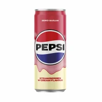 Pepsi Strawberry & Cream Cans Zero Sugar 330ml X 24 Drs