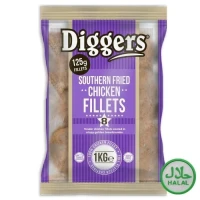 Diggers S/fried Breaded 125g Chicken Fillets 1kg X 5