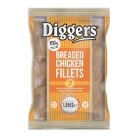 Diggers Plain Breaded 125g Chicken Fillets 1kg X 5