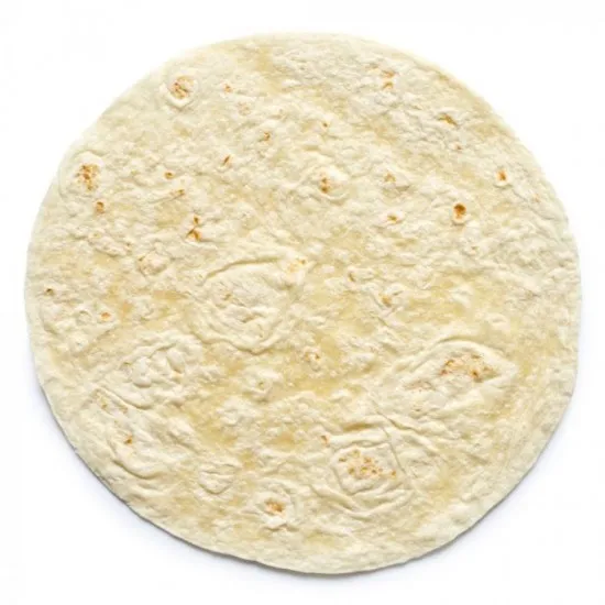 Stack of Plain Tortilla Wraps on a Wooden Board