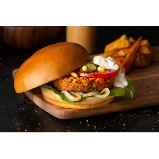 Juicy Burger in Vegan Brioche Bun